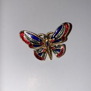 Vintage Cloisonné Enamel Butterfly Brooch Pin